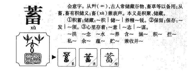 蓄字五行属什么-蓄字起名的寓意-蓄字意思