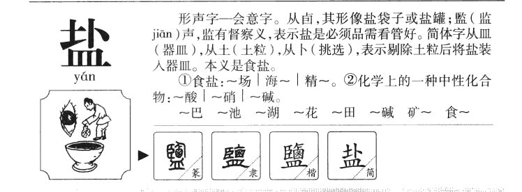 盐字五行属什么-盐字起名的寓意-盐字意思