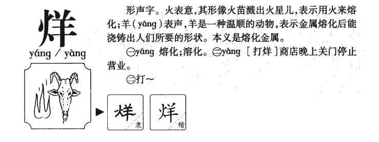 烊字五行属什么-烊字起名的寓意-烊字意思