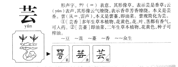 芸字五行属什么-芸字起名的寓意-芸字意思