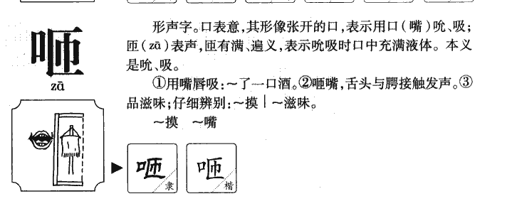 咂字五行属什么-咂字起名的寓意-咂字意思
