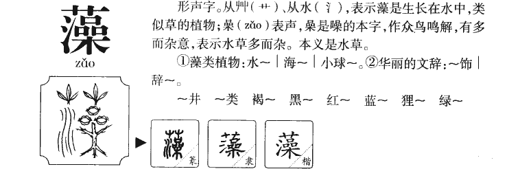 藻字五行属什么-藻字起名的寓意-藻字意思