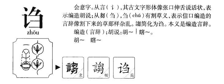 诌字五行属什么-诌字起名的寓意-诌字意思